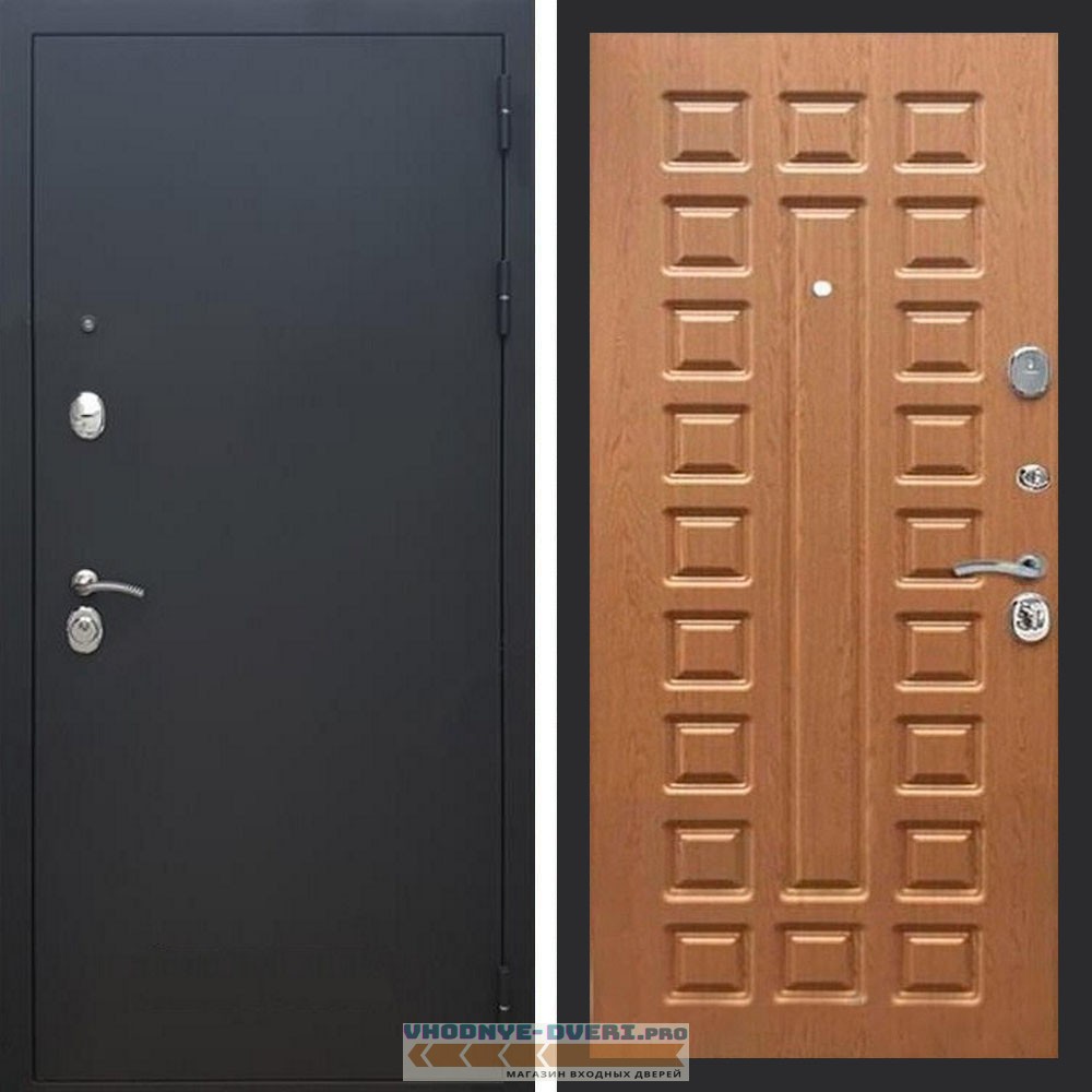 Входная дверь REX (Рекс) 1А Муар Чёрный ФЛ-183 орех темный