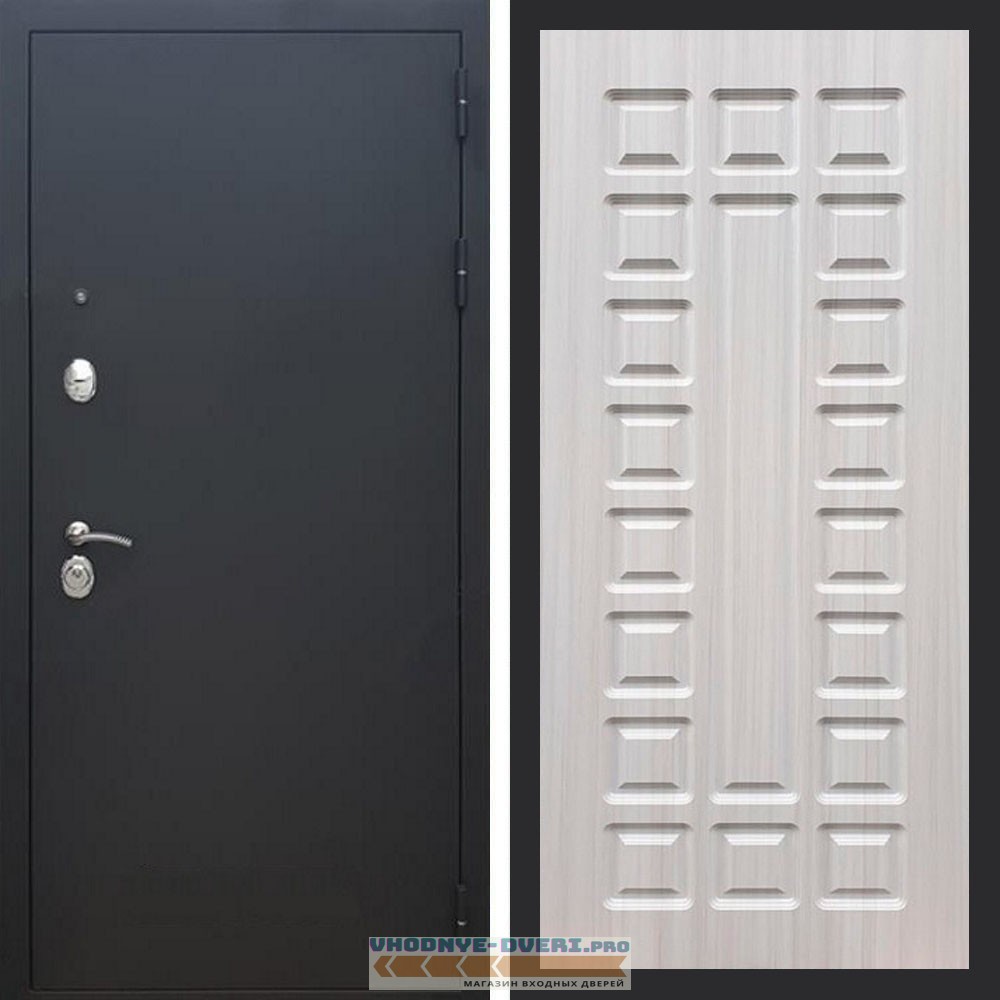 Входная дверь REX (Рекс) 1А Муар Чёрный ФЛ-183 сандал светлый