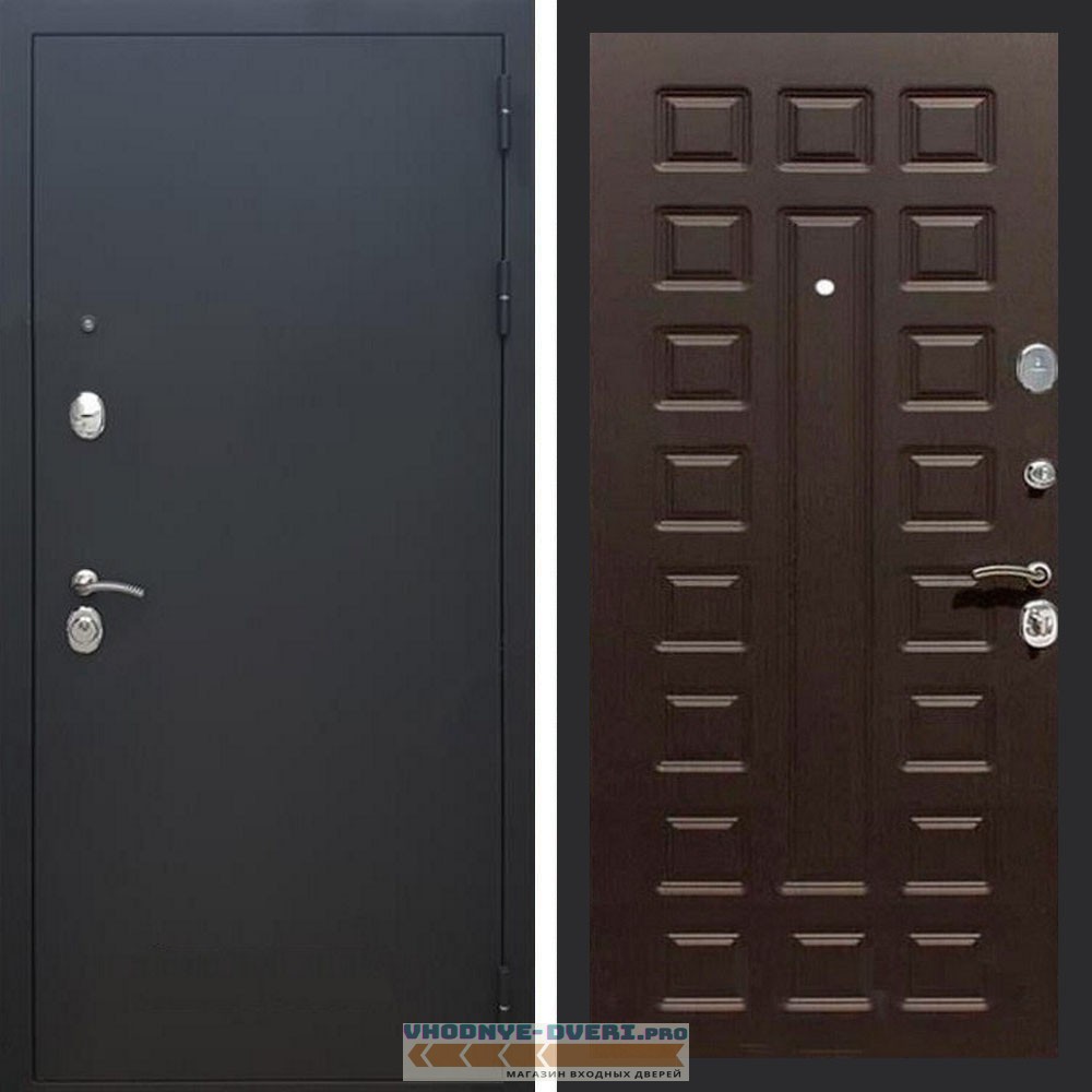 Входная дверь REX (Рекс) 1А Муар Чёрный ФЛ-183 венге
