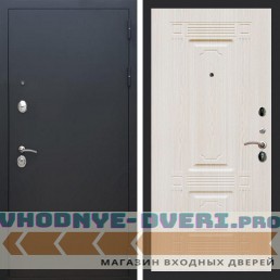 Входная дверь REX (Рекс) 1А Муар Чёрный фл-2 беленый дуб 16мм