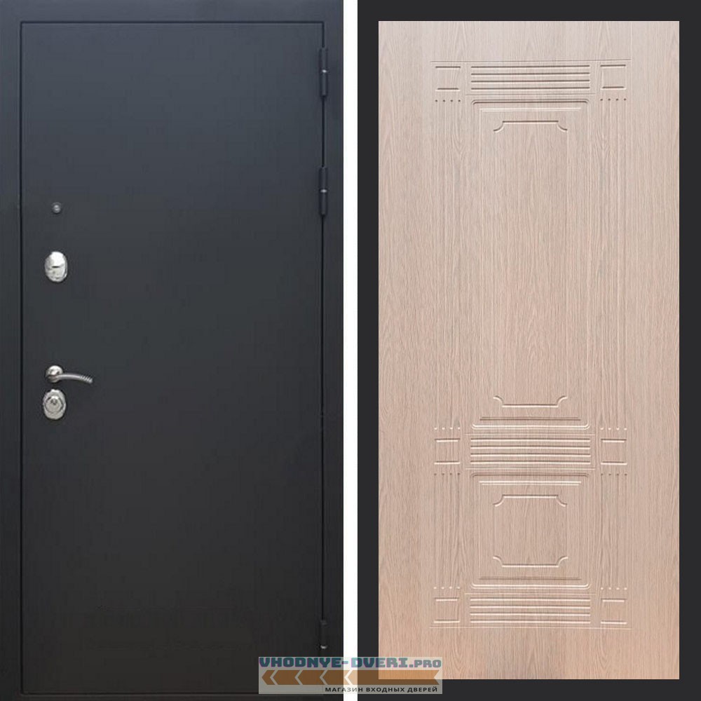Входная дверь REX (Рекс) 1А Муар Чёрный фл-2 беленый дуб 6мм