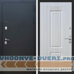 Входная дверь REX (Рекс) 1А Муар Чёрный ФЛ-2 Сандал белый
