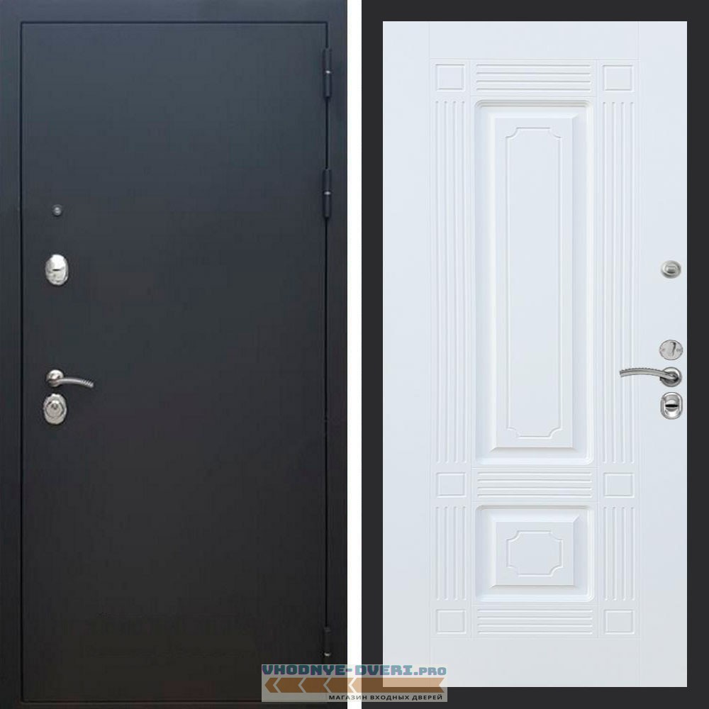 Входная дверь REX (Рекс) 1А Муар Чёрный ФЛ-2 Белый матовый