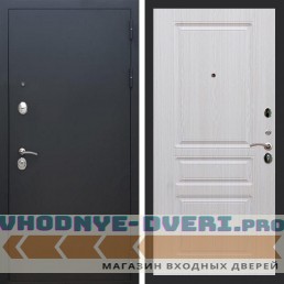 Входная дверь REX (Рекс) 1А Муар Чёрный ФЛ-243 беленый дуб