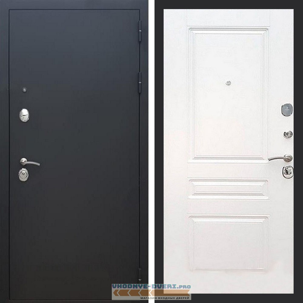 Входная дверь REX (Рекс) 1А Муар Чёрный ФЛ-243 белый ясень