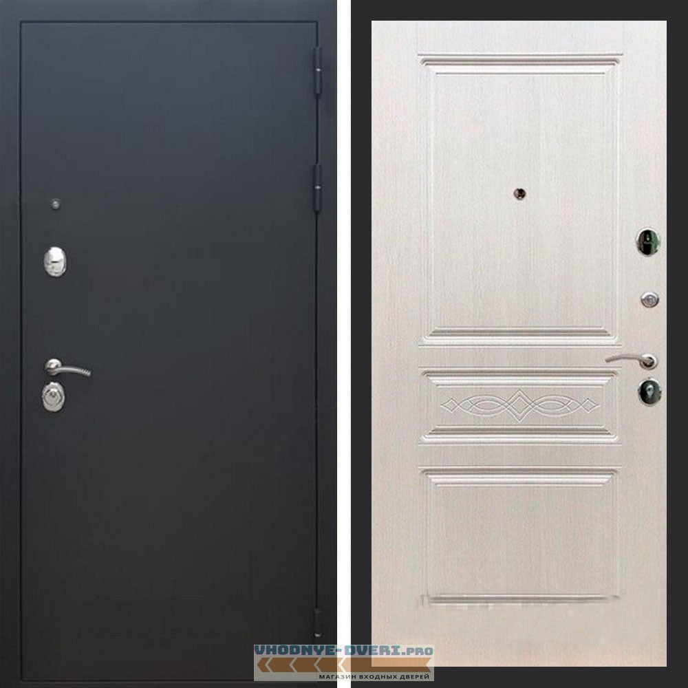 Входная дверь REX (Рекс) 1А Муар Чёрный ФЛ-243 лиственница беж с узором