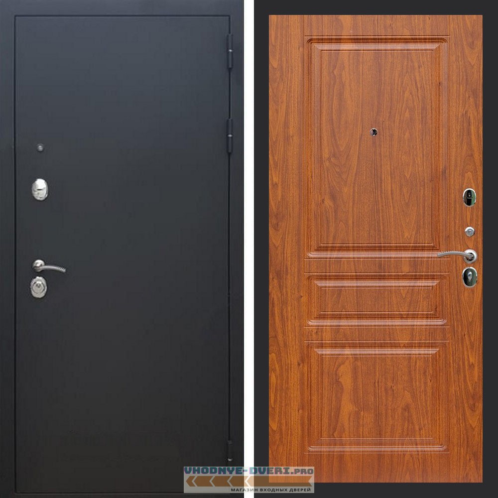 Входная дверь REX (Рекс) 1А Муар Чёрный ФЛ-243 мореная берёза