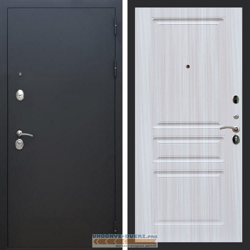 Входная дверь REX (Рекс) 1А Муар Чёрный ФЛ-243 Сандал светлый