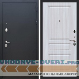 Входная дверь REX (Рекс) 1А Муар Чёрный ФЛ-243 Сандал светлый