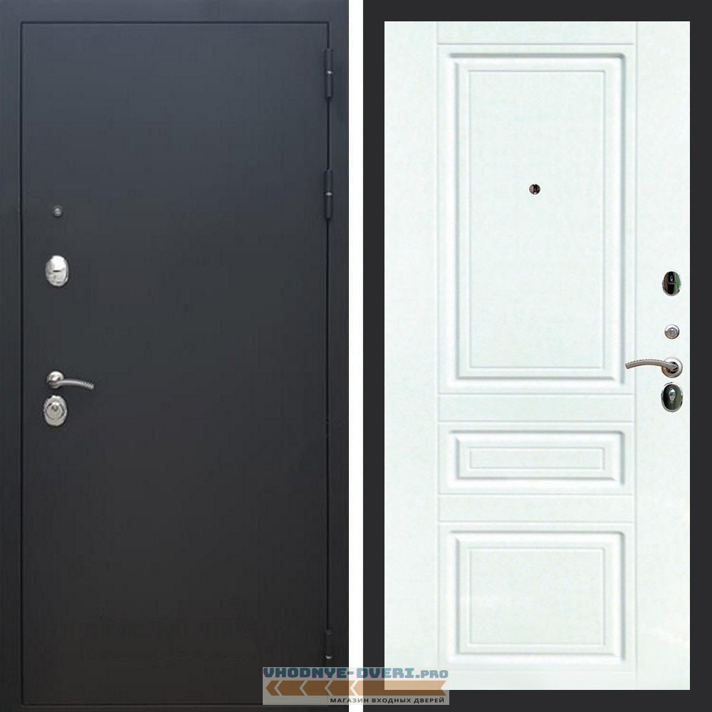 Входная дверь REX (Рекс) 1А Муар Чёрный ФЛ-243 белый матовый