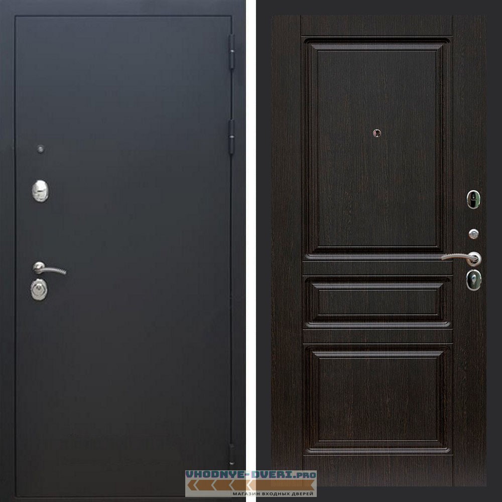 Входная дверь REX (Рекс) 1А Муар Чёрный ФЛ-243 венге