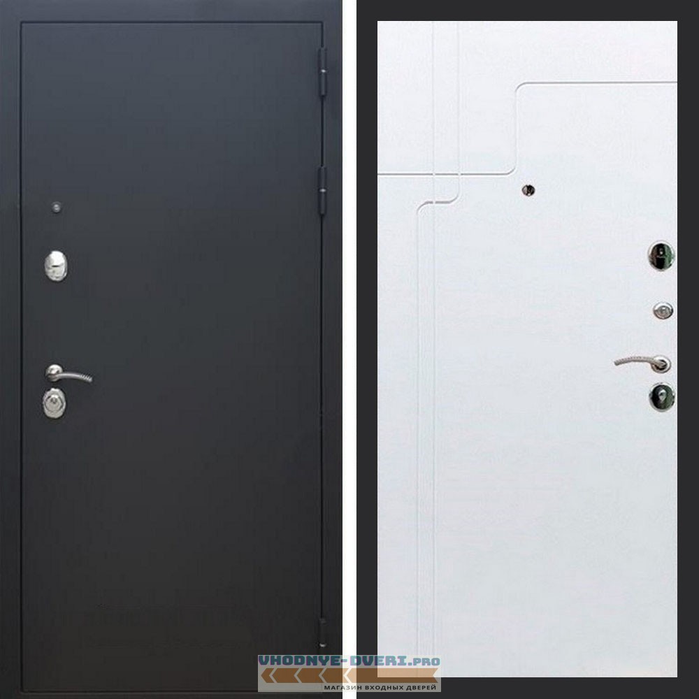 Входная дверь REX (Рекс) 1А Муар Чёрный ФЛ-246 белый матовый