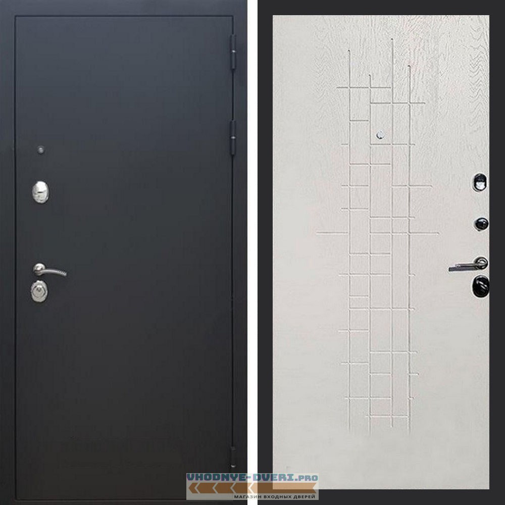 Входная дверь REX (Рекс) 1А Муар Чёрный ФЛ-289 Белый ясень