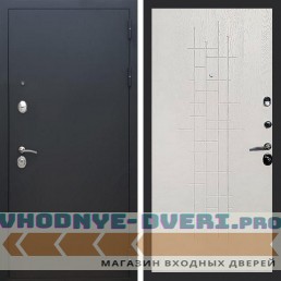 Входная дверь REX (Рекс) 1А Муар Чёрный ФЛ-289 Белый ясень