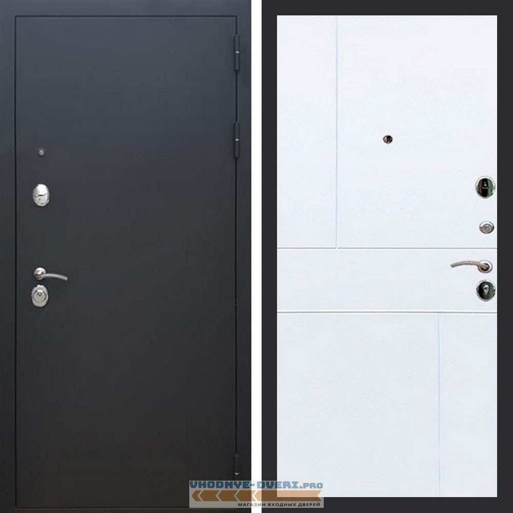 Входная дверь REX (Рекс) 1А Муар Чёрный ФЛ-290 белый матовый
