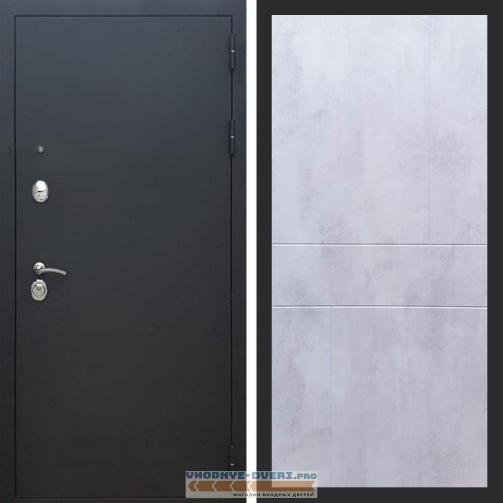 Входная дверь REX (Рекс) 1А Муар Чёрный ФЛ-290 бетон светлый