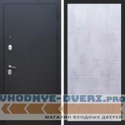 Входная дверь REX (Рекс) 1А Муар Чёрный ФЛ-290 бетон светлый