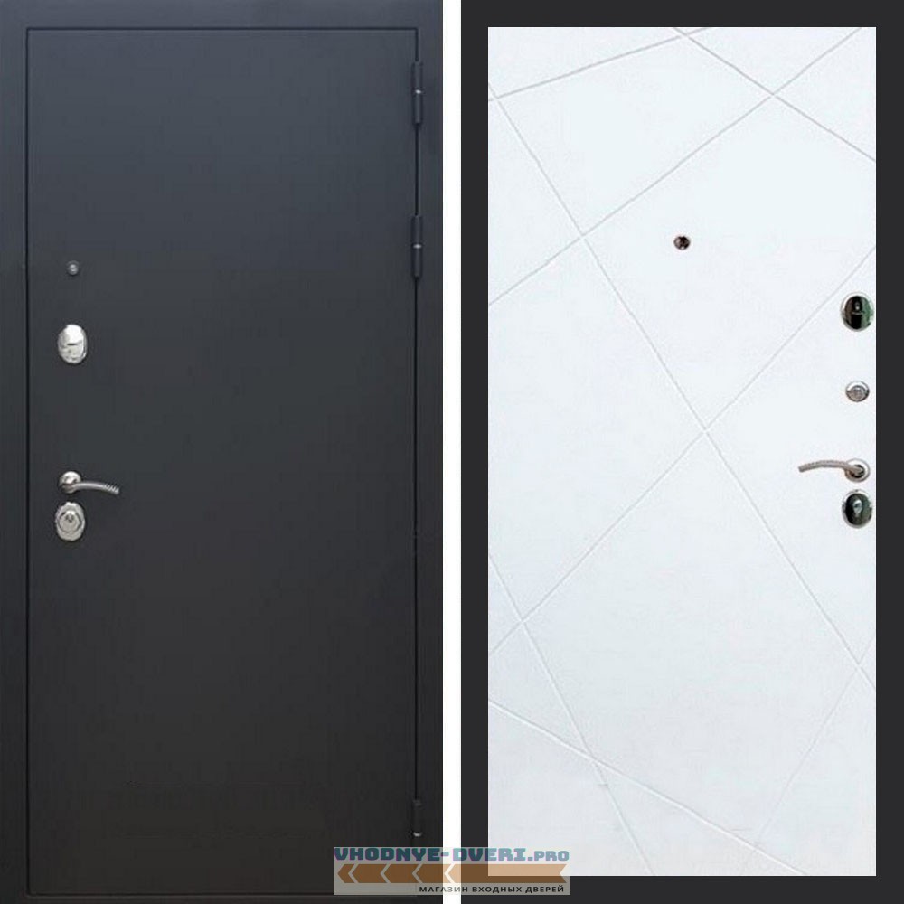 Входная дверь REX (Рекс) 1А Муар Чёрный ФЛ-291 белый матовый