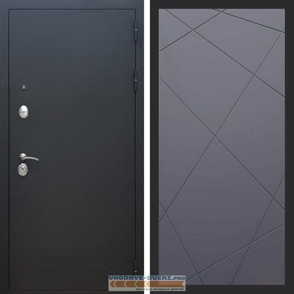 Входная дверь REX (Рекс) 1А Муар Чёрный ФЛ-291 силк титан