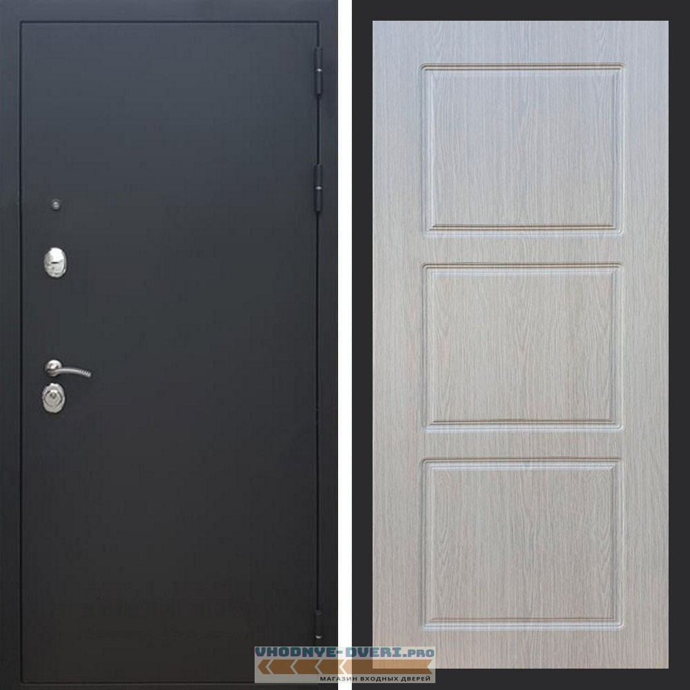 Входная дверь REX (Рекс) 1А Муар Чёрный фл-3 беленый дуб