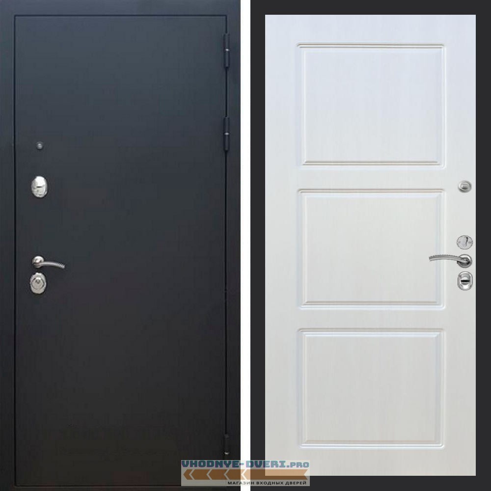 Входная дверь REX (Рекс) 1А Муар Чёрный ФЛ-3 Лиственница