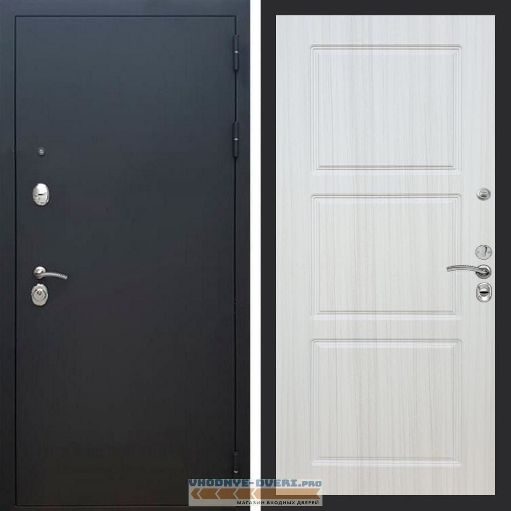 Входная дверь REX (Рекс) 1А Муар Чёрный ФЛ-3 Сандал светлый