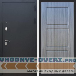 Входная дверь REX (Рекс) 1А Муар Чёрный фл-3 сандал серый