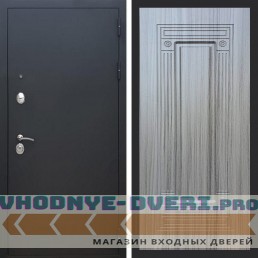 Входная дверь REX (Рекс) 1А Муар Чёрный фл-4 сандал серый