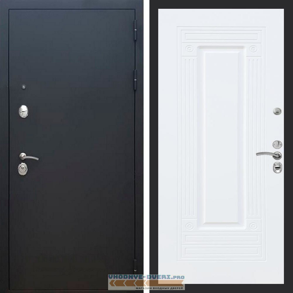 Входная дверь REX (Рекс) 1А Муар Чёрный ФЛ-4 Белый матовый