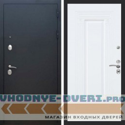 Входная дверь REX (Рекс) 1А Муар Чёрный ФЛ-4 Белый матовый