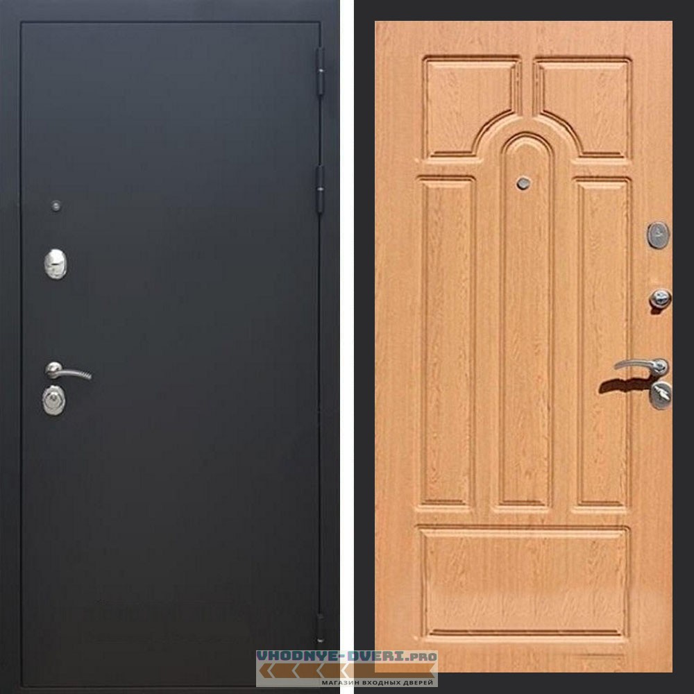 Входная дверь REX (Рекс) 1А Муар Чёрный фл-58 дуб светлый