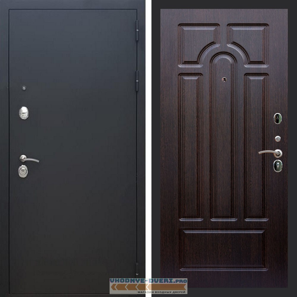 Входная дверь REX (Рекс) 1А Муар Чёрный ФЛ-58 Венге