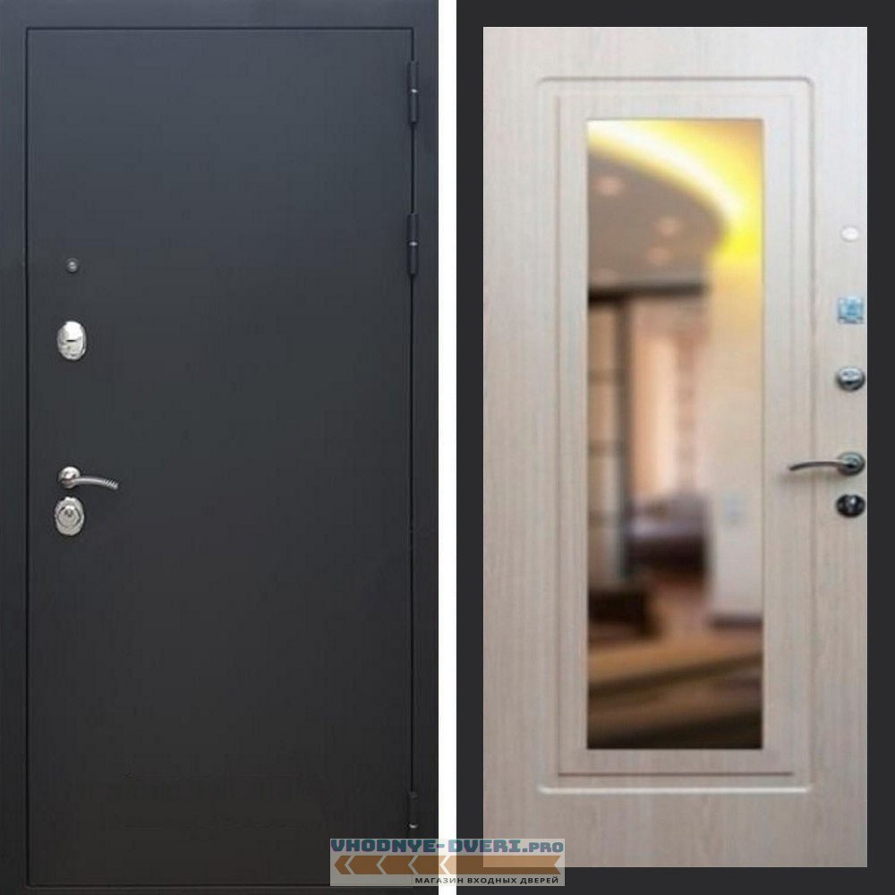 Входная дверь REX (Рекс) 1А Муар Чёрный ФЛЗ-120 беленый дуб