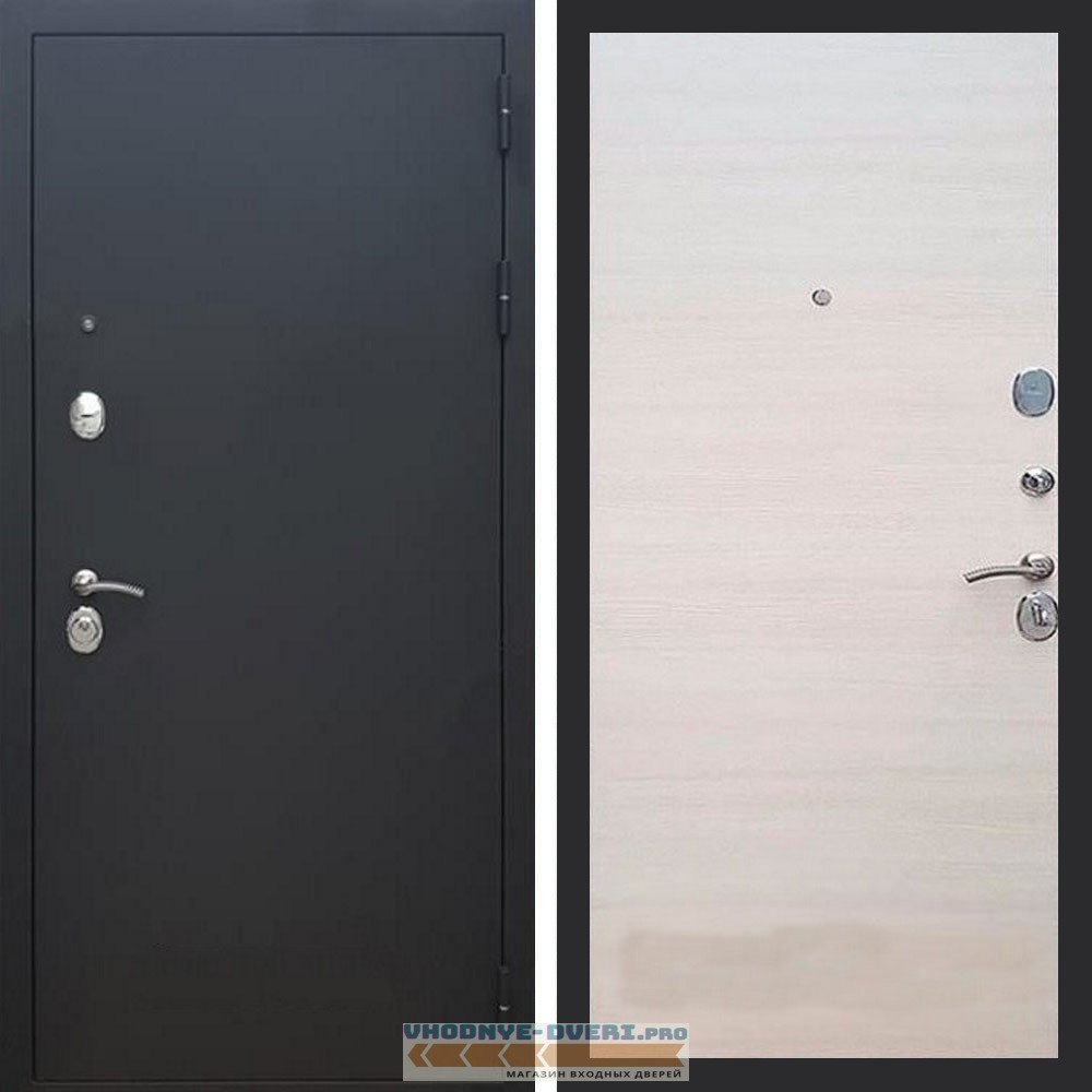 Входная дверь REX (Рекс) 1А Муар Чёрный гладкая акация светлая