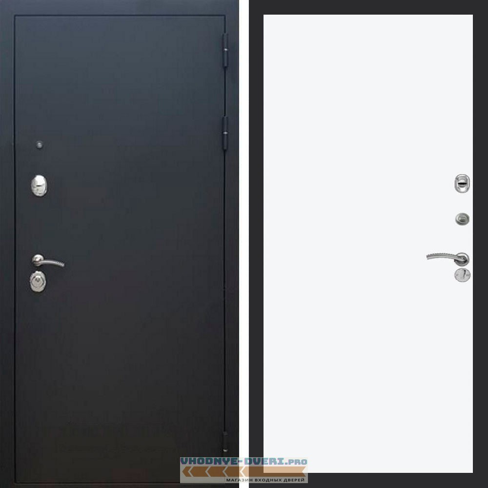 Входная дверь REX (Рекс) 1А Муар Чёрный Гладкая белый матовый