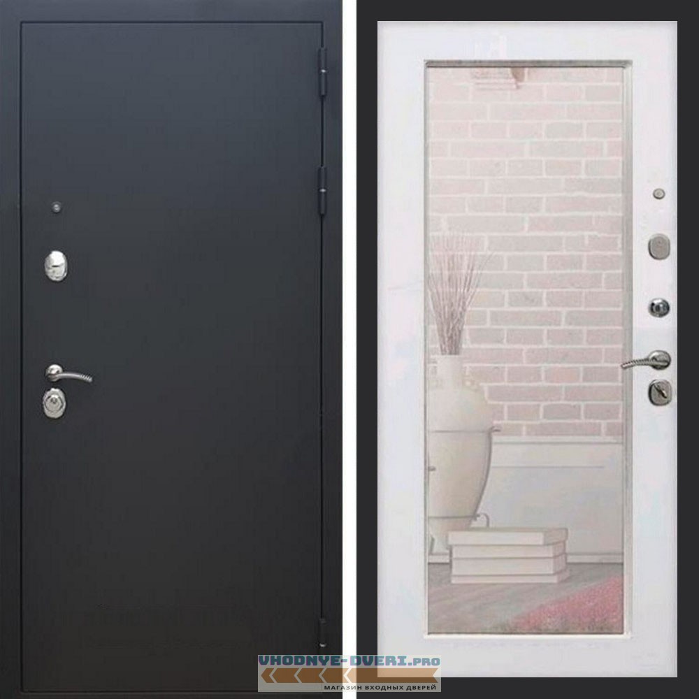 Входная дверь REX (Рекс) 1А Муар Чёрный пастораль белый ясень