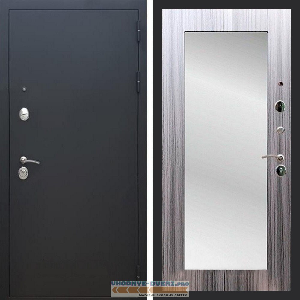 Входная дверь REX (Рекс) 1А Муар Чёрный пастораль сандал серый