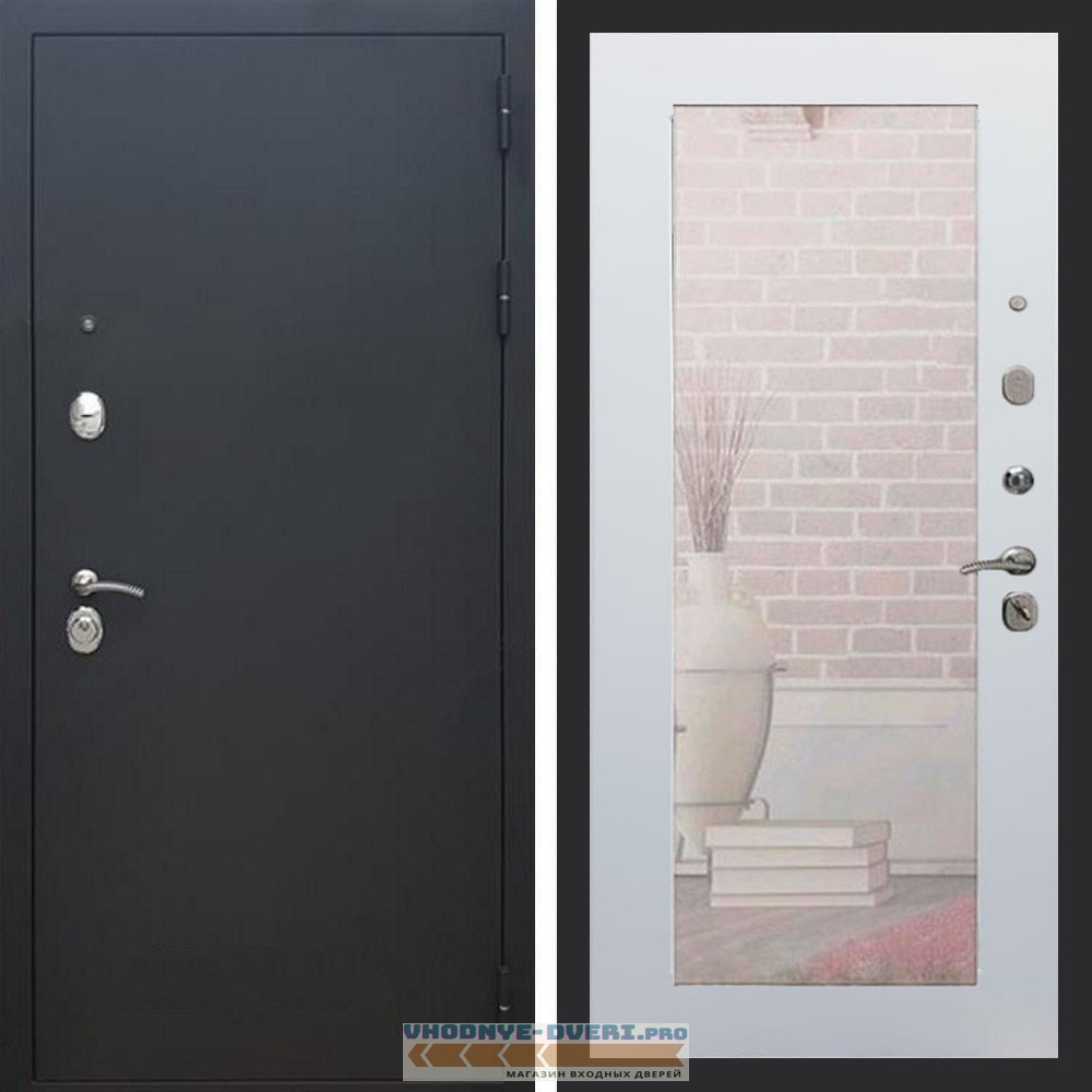 Входная дверь REX (Рекс) 1А Муар Чёрный пастораль белый матовый