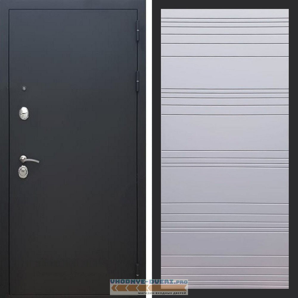 Входная дверь REX (Рекс) 1А Муар Чёрный полоски горизонтальные силк титан