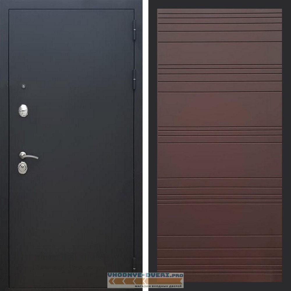Входная дверь REX (Рекс) 1А Муар Чёрный полоски горизонтальные ясень шоколадный