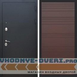Входная дверь REX (Рекс) 1А Муар Чёрный полоски горизонтальные ясень шоколадный