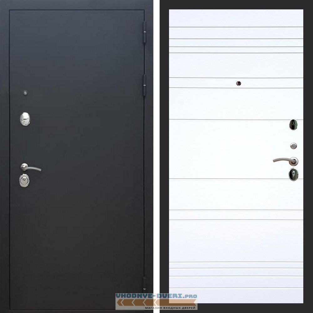 Входная дверь REX (Рекс) 1А Муар Чёрный 14 база белый матовый