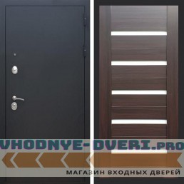 Входная дверь REX (Рекс) 1А Муар Чёрный сб-14 эковенге белое стекло
