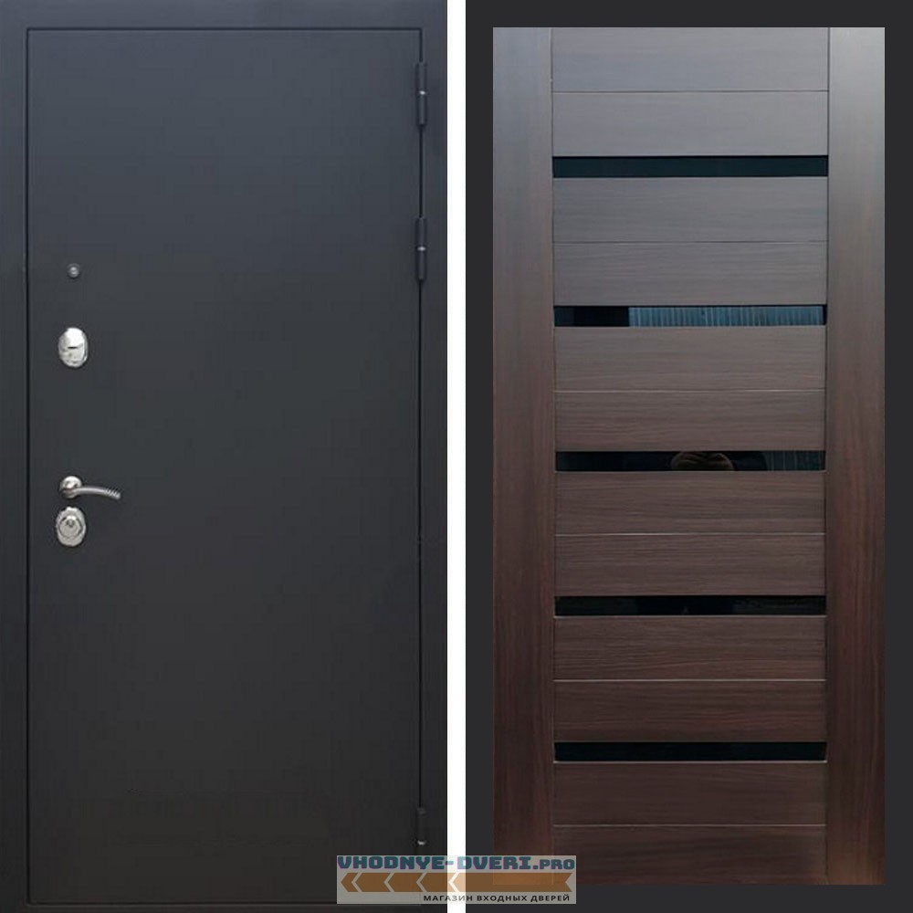 Входная дверь REX (Рекс) 1А Муар Чёрный сб-14 эковенге черное стекло