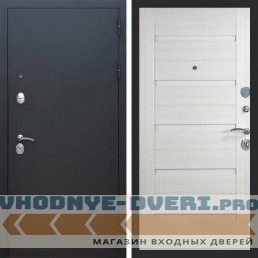 Входная дверь REX (Рекс) 1А Муар Чёрный сб-14 лиственница беж. белое стекло