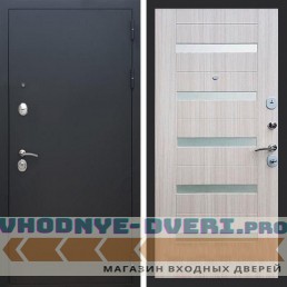 Входная дверь REX (Рекс) 1А Муар Чёрный СБ-14 сандал светлый белое стекло