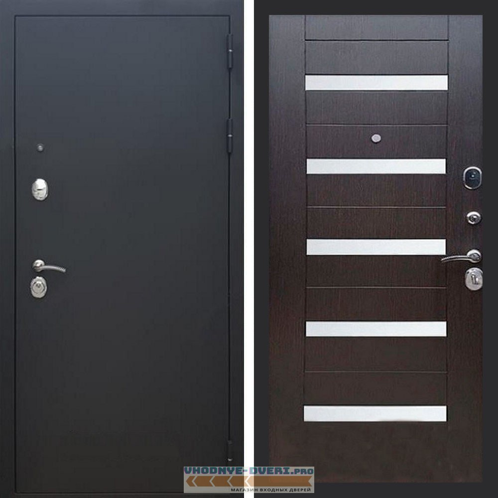 Входная дверь REX (Рекс) 1А Муар Чёрный сб-14 венге белое стекло