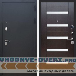 Входная дверь REX (Рекс) 1А Муар Чёрный сб-14 венге белое стекло