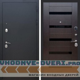 Входная дверь REX (Рекс) 1А Муар Чёрный сб-14 венге черное стекло