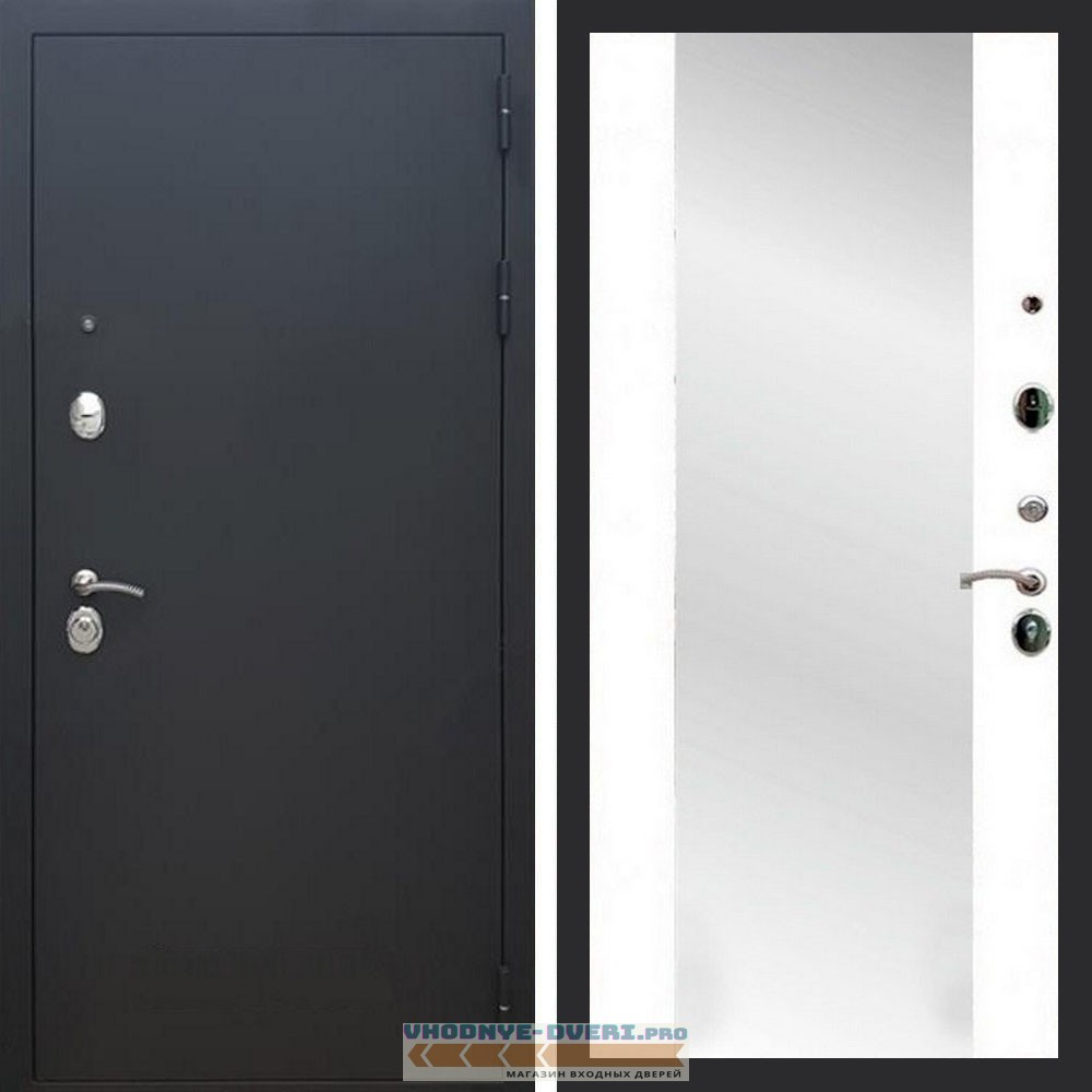 Входная дверь REX (Рекс) 1А Муар Чёрный сб-16 белый матовый